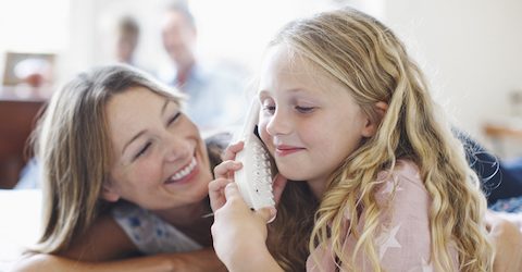 Mother and daughter on phone