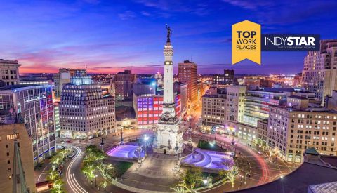 Monument Circle with Top Work Places badge