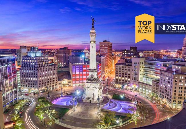 Monument Circle with Top Work Places badge